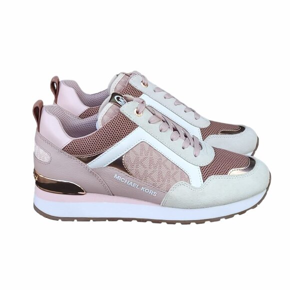 🤩Michael Kors Womens Shoes Sz 8.5 Wilma Trainer Sneakers Soft Pink Suede FT22F - Picture 11 of 11